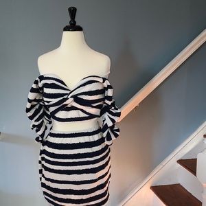 Boohoo Women’s Lola Ruffled Stripe Co-Ord Set